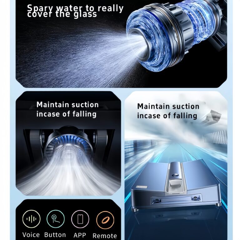 AI 4-way water jet window cleaning robot