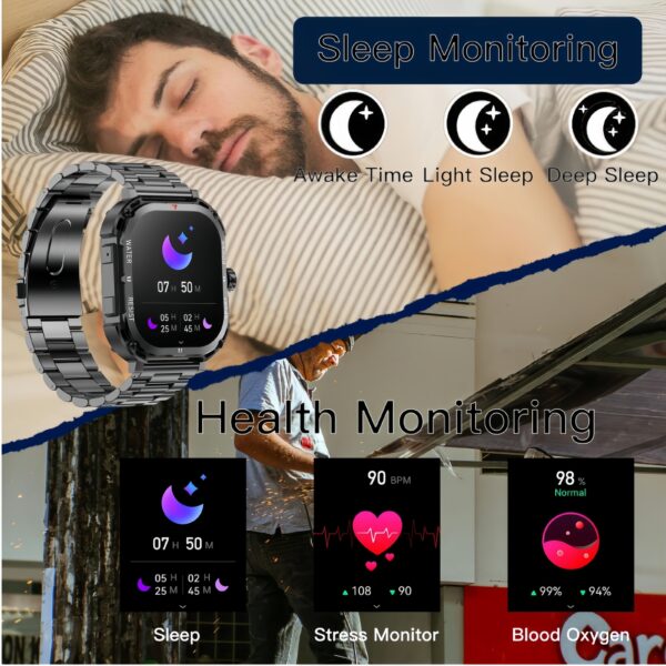 Bluetooth Talk Flashlight Health Monitoring Sports Smartwatch - Image 2