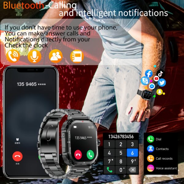 Bluetooth Talk Flashlight Health Monitoring Sports Smartwatch - Image 3