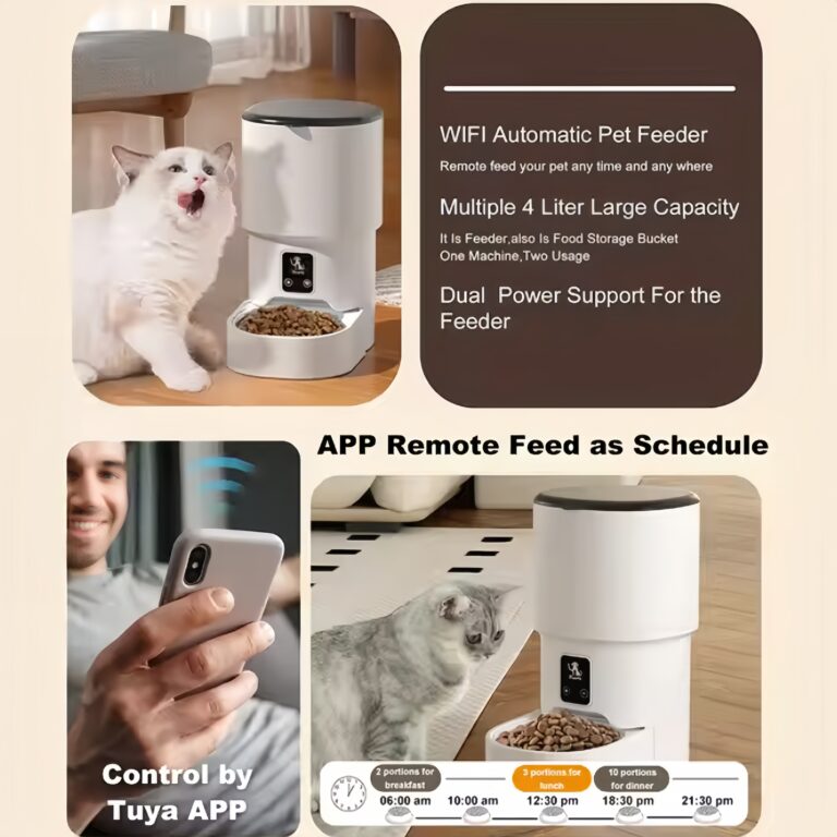 Smart Remote Control 4L Automatic Pet Food Bowl with Camera