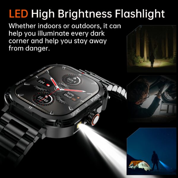 Bluetooth Talk Flashlight Health Monitoring Sports Smartwatch - Image 4